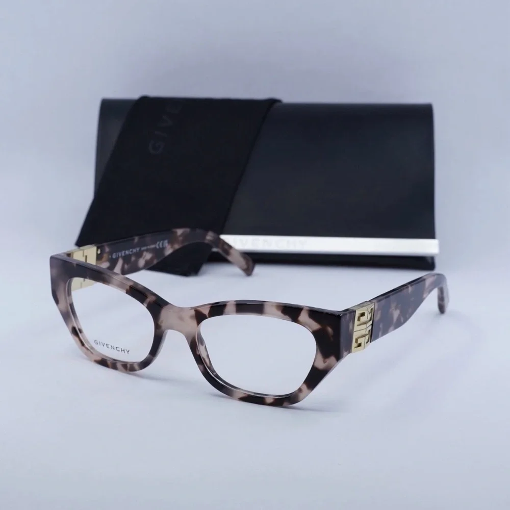 GIVENCHY GV50059 NWT Tortoiseshell Eyeglasses 52-18-135 Gold Logo Frames NEW
